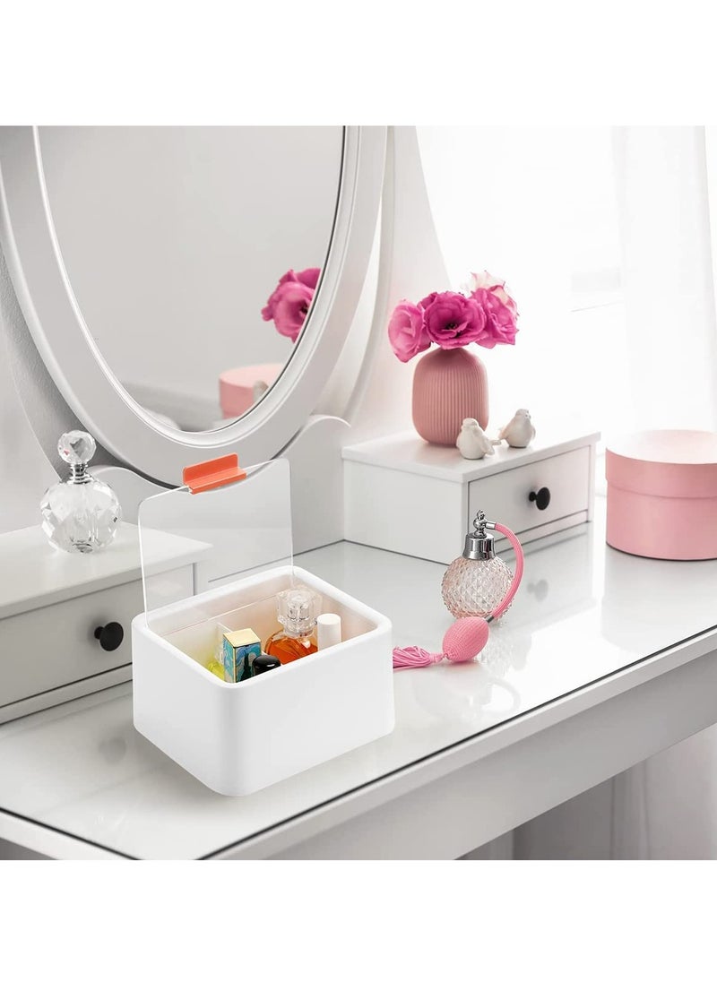 SYOSI - Plastic Storage Organizer Container Box with Lid, 2 Slot Q-tip Holder for Cotton Swabs, Q-Tips, Balls, Makeup Sponges, Suitable for Modern Square Bathroom Vanity Countertop - Image 1