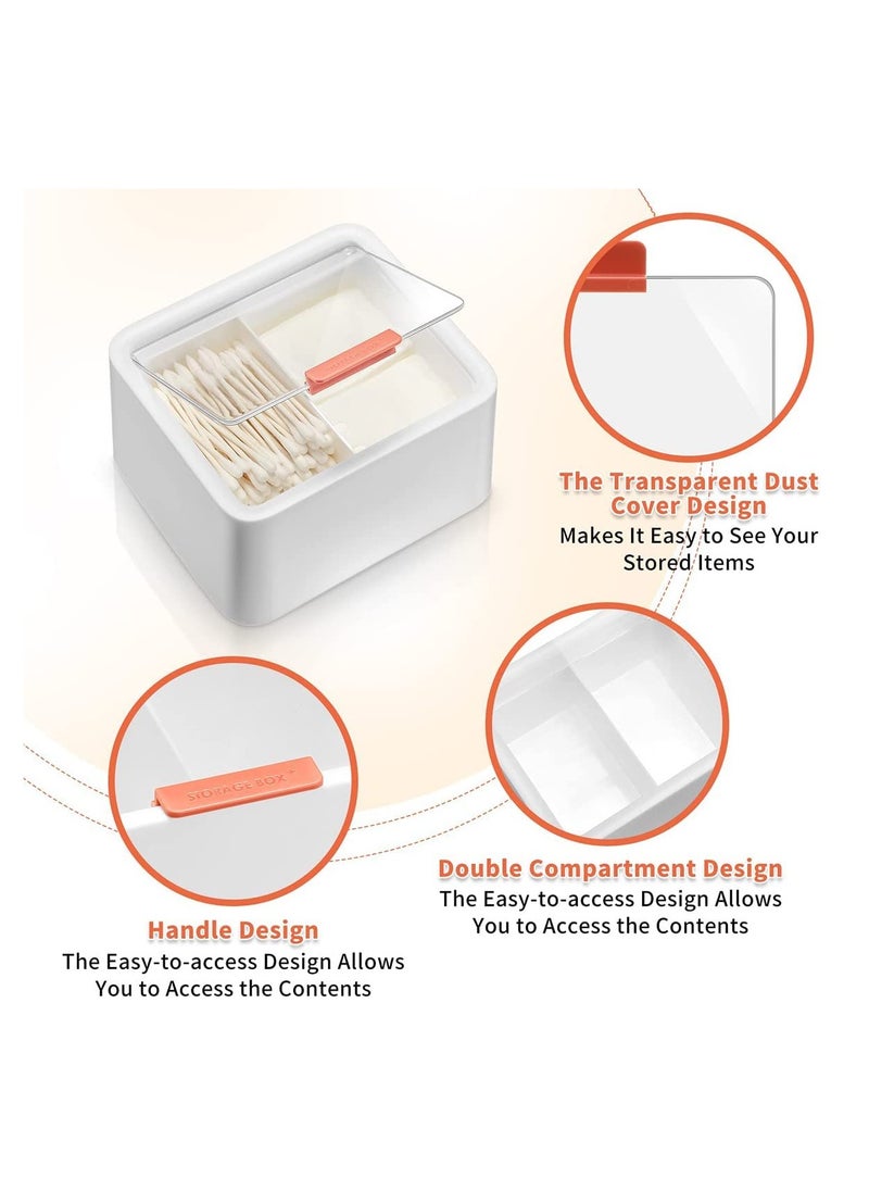 SYOSI - Plastic Storage Organizer Container Box with Lid, 2 Slot Q-tip Holder for Cotton Swabs, Q-Tips, Balls, Makeup Sponges, Suitable for Modern Square Bathroom Vanity Countertop - Image 1