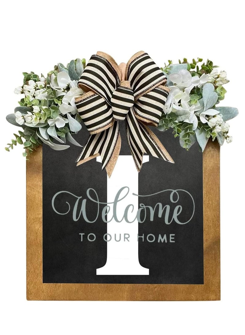 Bluejw Welcome Sign Creative Bowknot Letter Wreath In Front Of The Door Outdoor Decoration Props For The Courtyard 30x35CM - Image 1