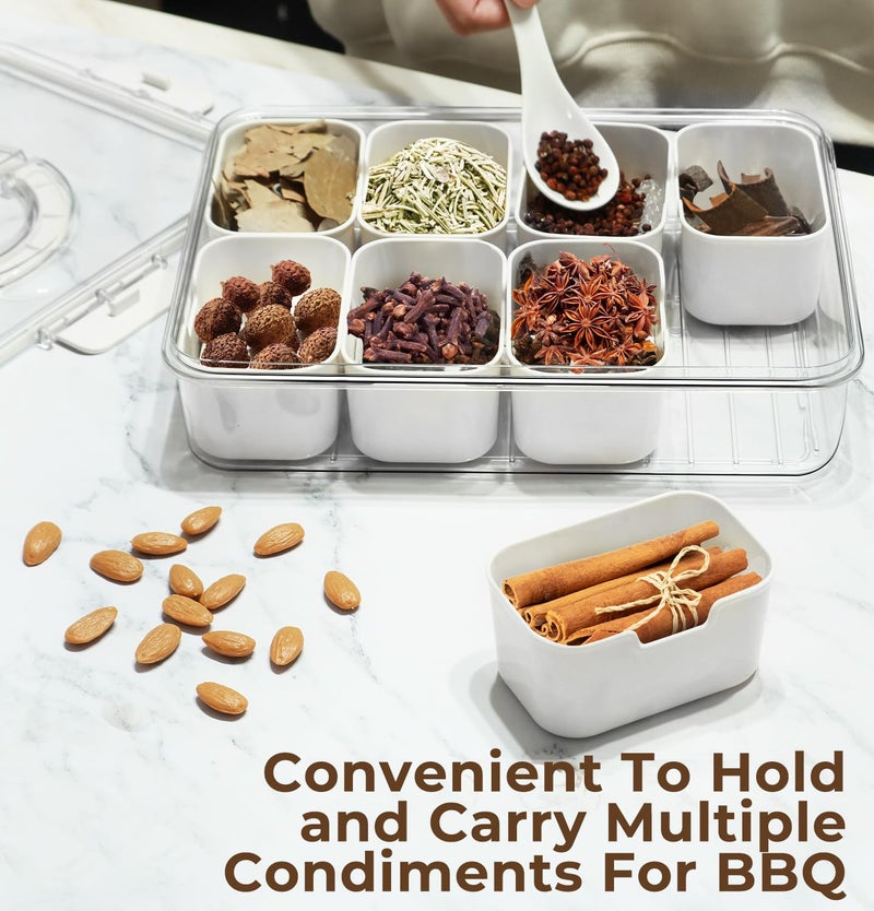 YGKATING Divided Serving Tray with Lid and Handle - Snackle Box Charcuterie Container, Clear Storage Organizer for Candy, Veggie, Fruits, Nuts& Spices, Portable Snack Platters for Entertaining Party, Picnic  - Image 4