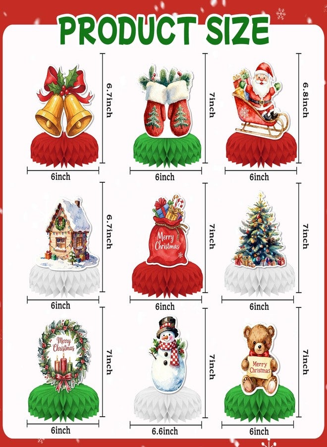 KSKSPE 9 PCS Christmas Decorations,KSKSPE 3D Christmas Theme Party Decor For The Table,Snowman Santa Claus Gift Elements - Image 2