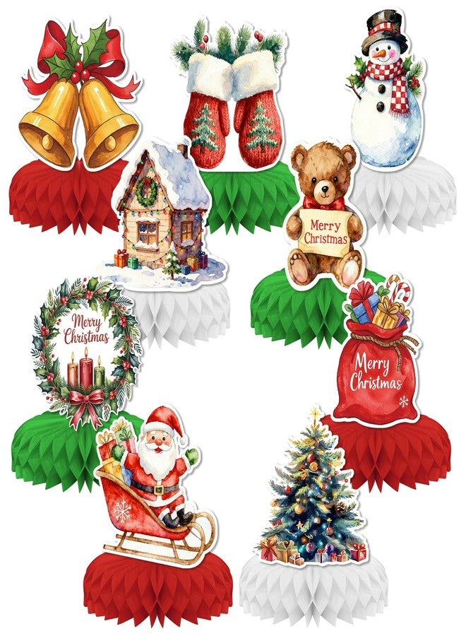 KSKSPE 9 PCS Christmas Decorations,KSKSPE 3D Christmas Theme Party Decor For The Table,Snowman Santa Claus Gift Elements - Image 1