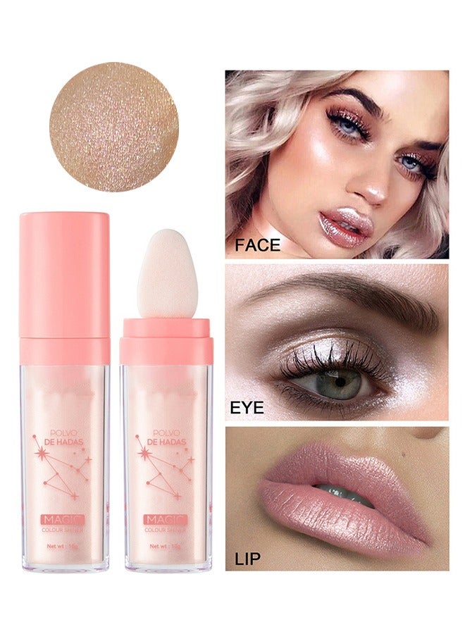 BSIMONE Magic Colour Shiner - Polvo De Hadas Fairy Highlight Patting Powder Highlighter Body Glitter For Face Hair Eye Lip And Body - Make Up For Prom - Festival Rave - Stage Makeup（#02Fairy pink） - Image 1