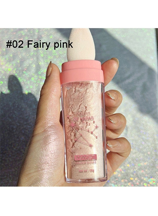 BSIMONE Magic Colour Shiner - Polvo De Hadas Fairy Highlight Patting Powder Highlighter Body Glitter For Face Hair Eye Lip And Body - Make Up For Prom - Festival Rave - Stage Makeup（#02Fairy pink） - Image 2