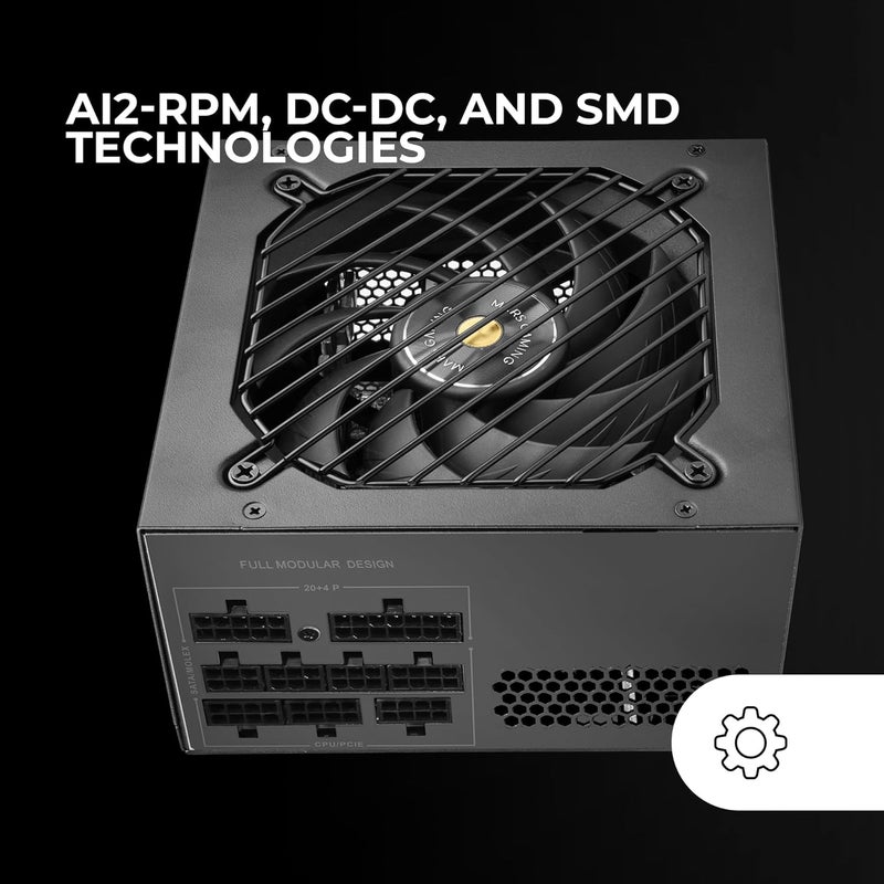 MARS GAMING MPB650SIM, Full Modular ATX 650W Power Supply, 7 Years Warranty, 80Plus Bronze 230V EU, SI 120mm Fan, AI2-RPM Technology, DC-DC and SMD, Japanese Capacitors 105 °C, Black - Image 4