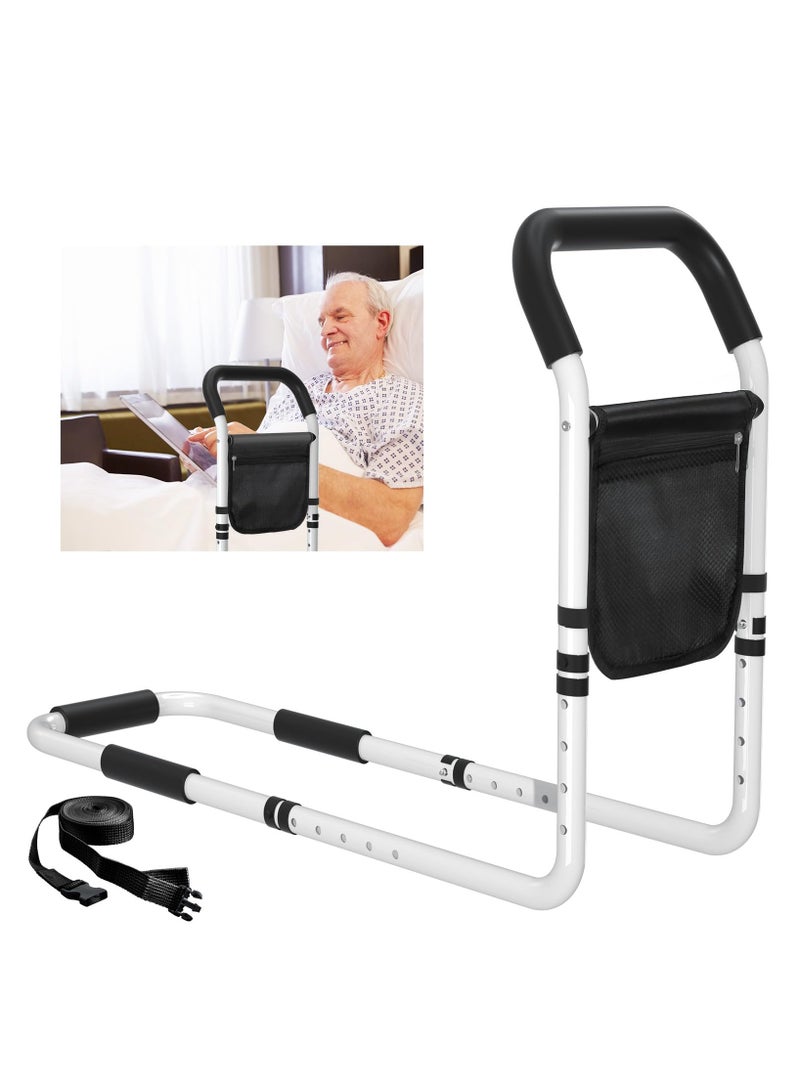 XiuWoo Bed Rails for Elderly Adults,5 Height Adjustable Bed Assist Rail for Seniors,Fall Prevention Bedside Grab Handle with Storage Pocket Fits King,Queen,Full,Twin Bed Size,Support Up to 300lbs - Image 1