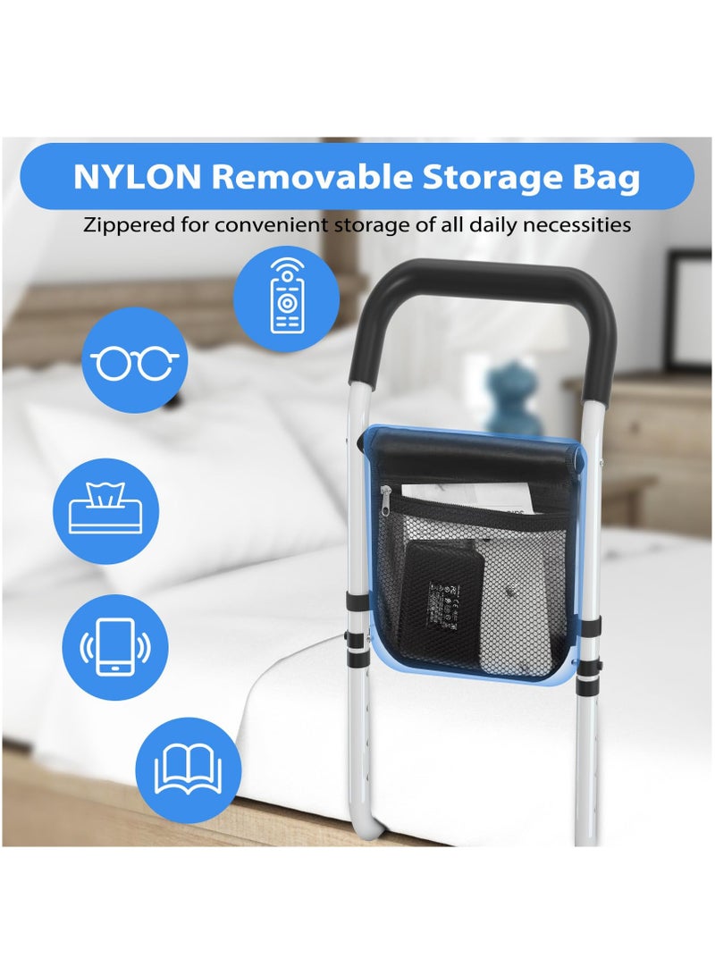 XiuWoo Bed Rails for Elderly Adults,5 Height Adjustable Bed Assist Rail for Seniors,Fall Prevention Bedside Grab Handle with Storage Pocket Fits King,Queen,Full,Twin Bed Size,Support Up to 300lbs - Image 5