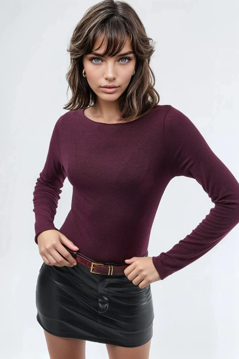 BUSEM Boat Neck Long Sleeve Lightweight Blouse