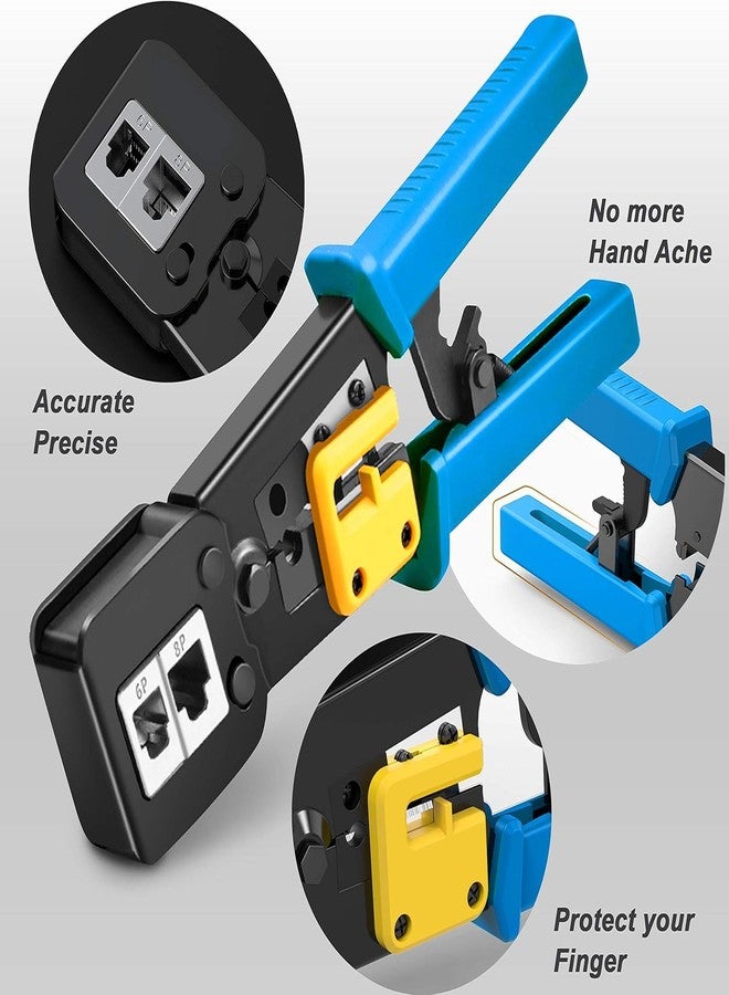 Bectro RJ45 Crimp Tool Pass Through Cat5 Cat5e Cat6 Crimping Tool for RJ45/RJ12 Regular and End-Pass-Through connectors (Pass Through Crimping Tool) - Image 2