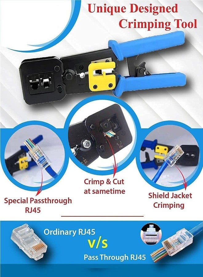 Bectro RJ45 Crimp Tool Pass Through Cat5 Cat5e Cat6 Crimping Tool for RJ45/RJ12 Regular and End-Pass-Through connectors (Pass Through Crimping Tool) - Image 5