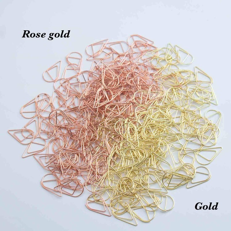 kootiko Gold and Rose Gold Cute Paper Clips Set, 300 Pcs Smooth Stainless Steel Tear-Shaped Wire Paperclips Small for Office Supplies Wedding Women Girls Kids Students Paper Document Organizing - Image 2