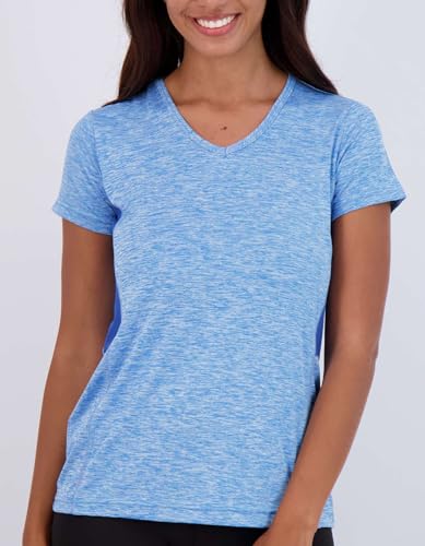 REALESSENTIALS Real Essentials 5 Pack: Women's Dry Fit Short Sleeve V Neck Workout Top - Fitness Pilates Gym Athletic Yoga T-Shirt (Plus Available), Set 4, XL - Image 3