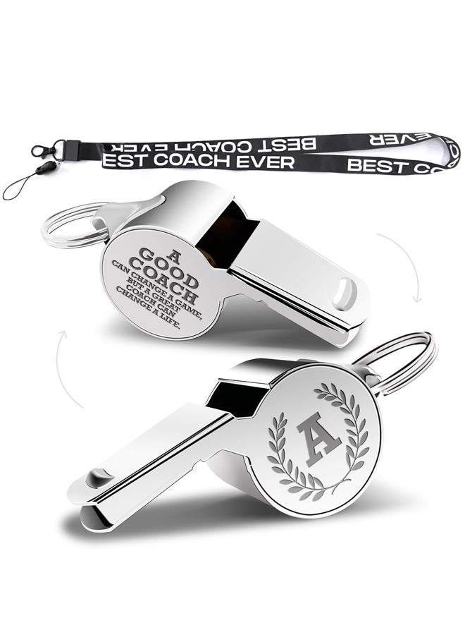 fkovcdy Letters Coach Gifts, Whistle for Coaches, Whistle Emergency, Thank You Coach Gifts, Coaches Whistle with Lanyard Cheer Coach Gift for Men Women Teachers Referees School Sports Coach Outdoor, Letter A - Image 1