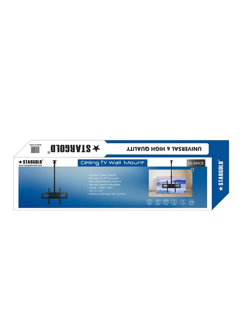 Stargold حامل تثبيت عالمي للتلفزيون في السقف VESA 600x400MM حامل حائط للتلفزيون كامل الحركة لمعظم شاشات LED LCD المسطحة مقاس 32-75 بوصة والتلفزيون  - Image 2