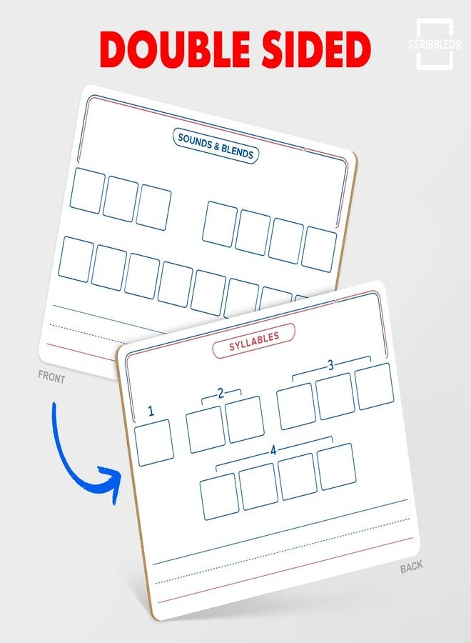 SCRIBBLEDO Elkonin Boxes Dry Erase Board 9x12 Inch Phonics Games Sounds and Blends Syllables Writing Practice Reusable Spelling Words Learn to Read and Write Homeschool & Classroom Supplies - Image 2