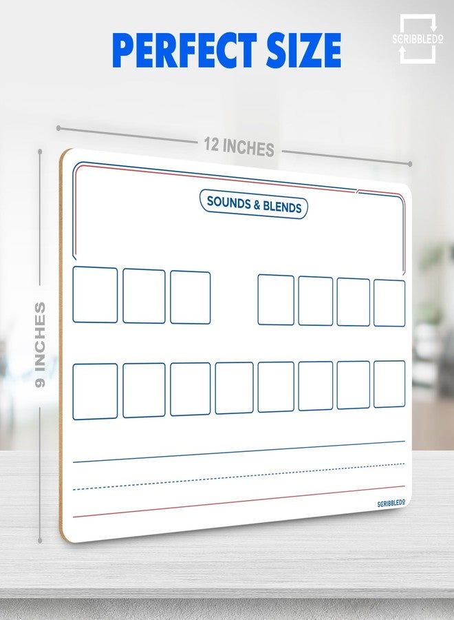 SCRIBBLEDO Elkonin Boxes Dry Erase Board 9x12 Inch Phonics Games Sounds and Blends Syllables Writing Practice Reusable Spelling Words Learn to Read and Write Homeschool & Classroom Supplies - Image 3