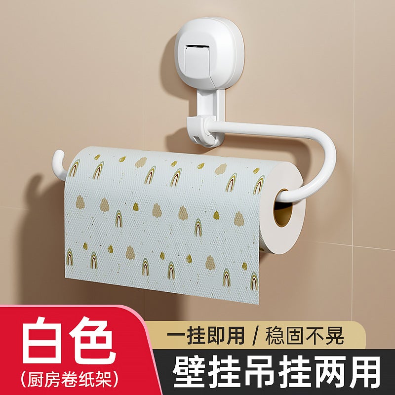 Hook Suction Cup Kitchen Special Tissue Holder Roll Paper Holder Plastic Wrap Storage Rack Toilet Paper Rack Rag Holder - Image 1