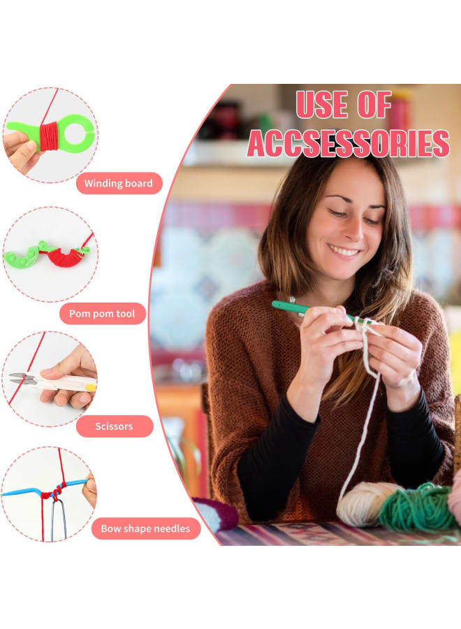 مجموعة خطافات كروشيه 59 قطعة، مجموعة أدوات الحياكة المبتدئة للبالغين، خطافات كروشيه معدنية 0.6-6 مم مع الصوف والإكسسوارات، مقبض ناعم أدوات كروشيه غزل الحياكة DIY - Image 2
