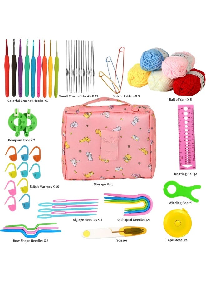 مجموعة خطافات كروشيه 59 قطعة، مجموعة أدوات الحياكة المبتدئة للبالغين، خطافات كروشيه معدنية 0.6-6 مم مع الصوف والإكسسوارات، مقبض ناعم أدوات كروشيه غزل الحياكة DIY - Image 3