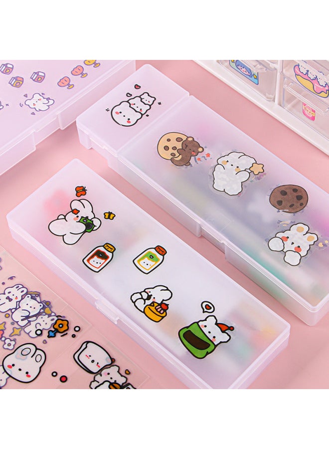 HELPS Style Transparent Frosted Pencil Case Pp Simple Stationery Box Diy Multifunctional Student Plastic Stationery Storage Box - Image 2
