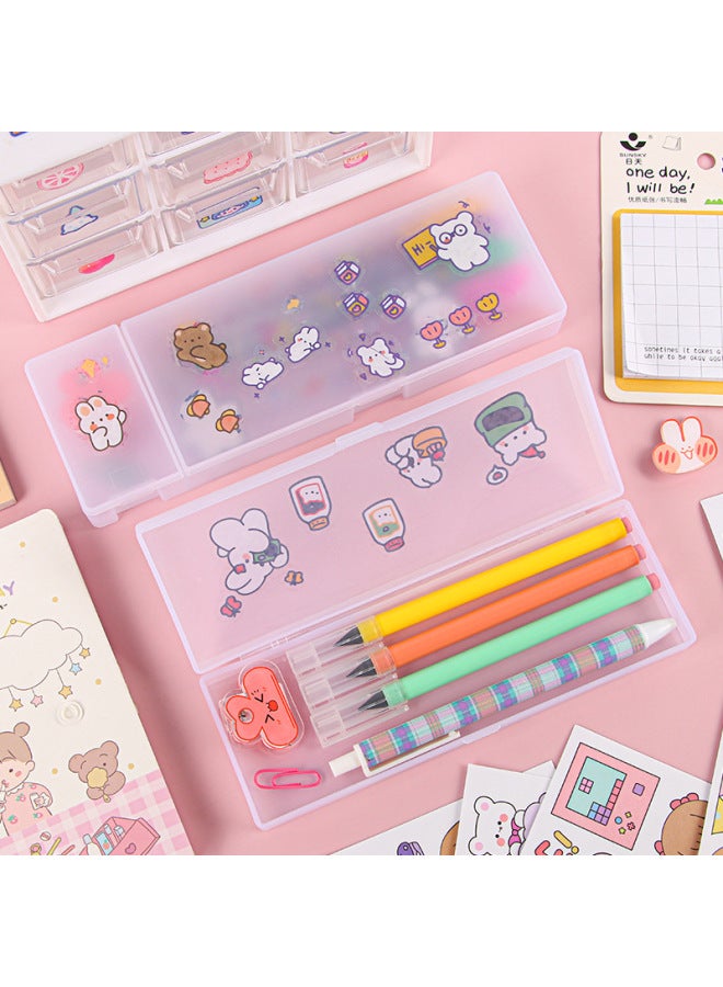 HELPS Style Transparent Frosted Pencil Case Pp Simple Stationery Box Diy Multifunctional Student Plastic Stationery Storage Box - Image 3