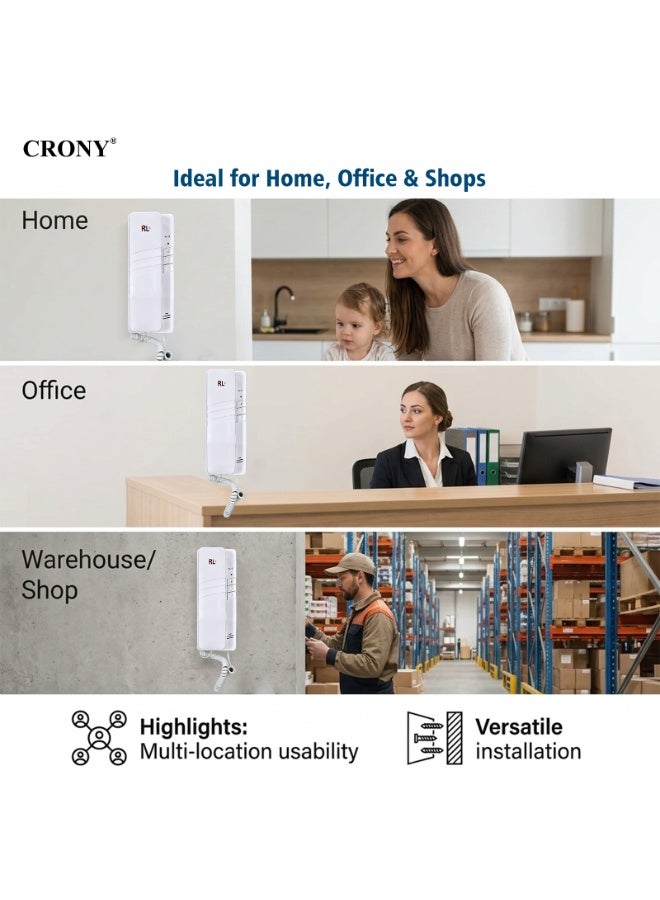CRONY RL-0510B 2 Pack Landline Wireless Intercom System 2.4Ghz Loudly Voice Doorbell Kit Two Way Digital Doorbell Real-time Home Phone Easy to Use Office Intercoms for Business - Image 4
