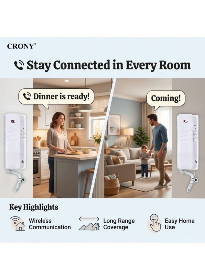 CRONY RL-0510B 2 Pack Landline Wireless Intercom System 2.4Ghz Loudly Voice Doorbell Kit Two Way Digital Doorbell Real-time Home Phone Easy to Use Office Intercoms for Business - Image 2
