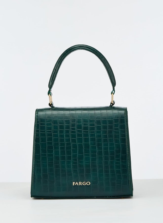 Fargo Dynasty Green Croco Handbag for Women | Vegan Leather with RFID Pockets, Turn Lock Closure, Adjustable Dual Handles | Stylish Office, Casual & Travel Bag | Made in India - Image 5