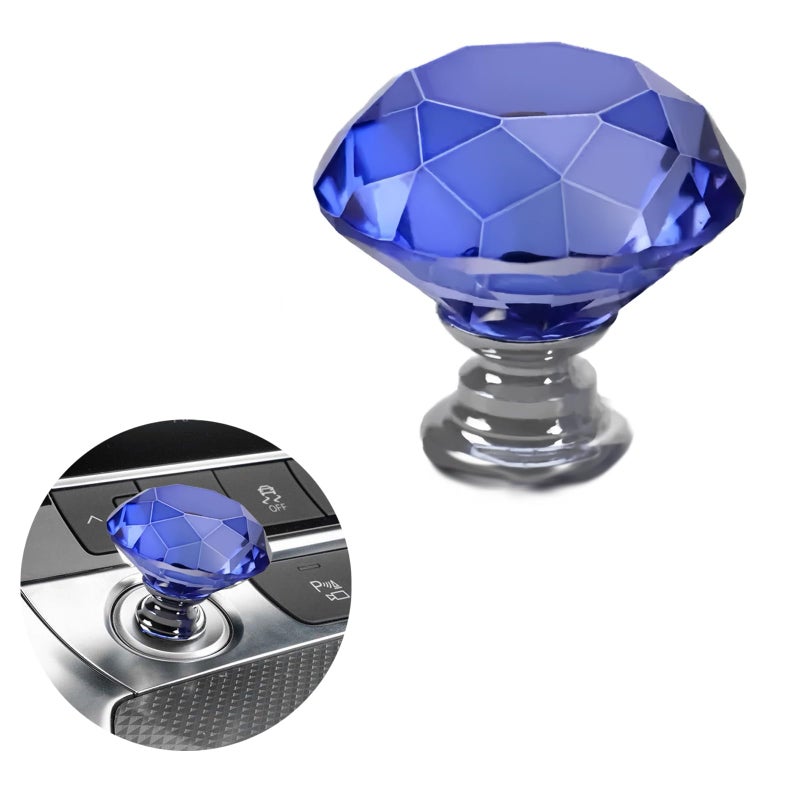 enttgo Car Start Button with PushtoStart Rocker Lever Engine StartStop Joystick and Full Metal Ballbar Starter Cover for Decorative Accessories Diamond Blue - Image 3
