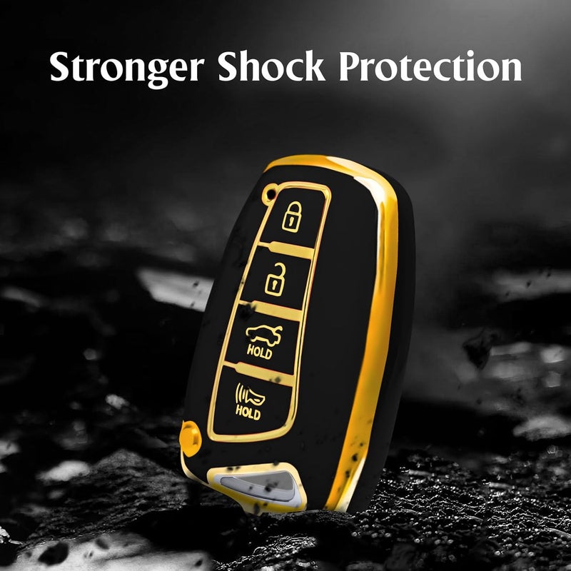 WORCAS TPU Smart Key Fob Case - Black and Gold - Image 5