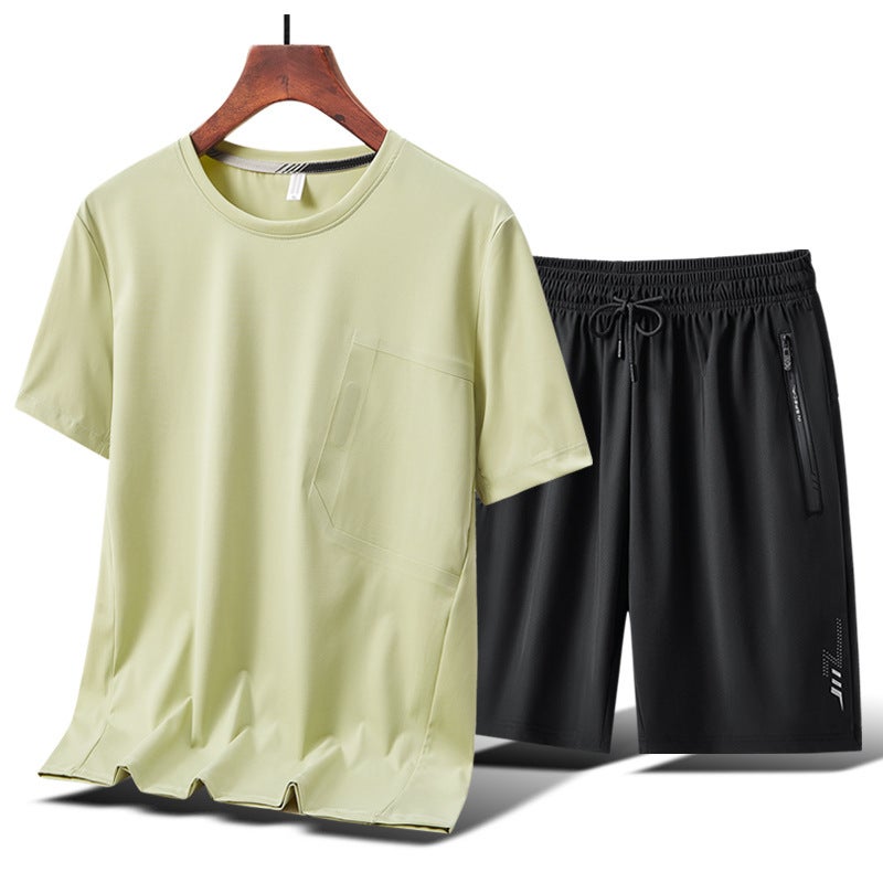 New Short-Sleeved T-Shirt Adhesive Pocket Design Men'S Summer Round Neck Breathable Ice Silk Quick-Drying Trend Leisure Sports - Image 4