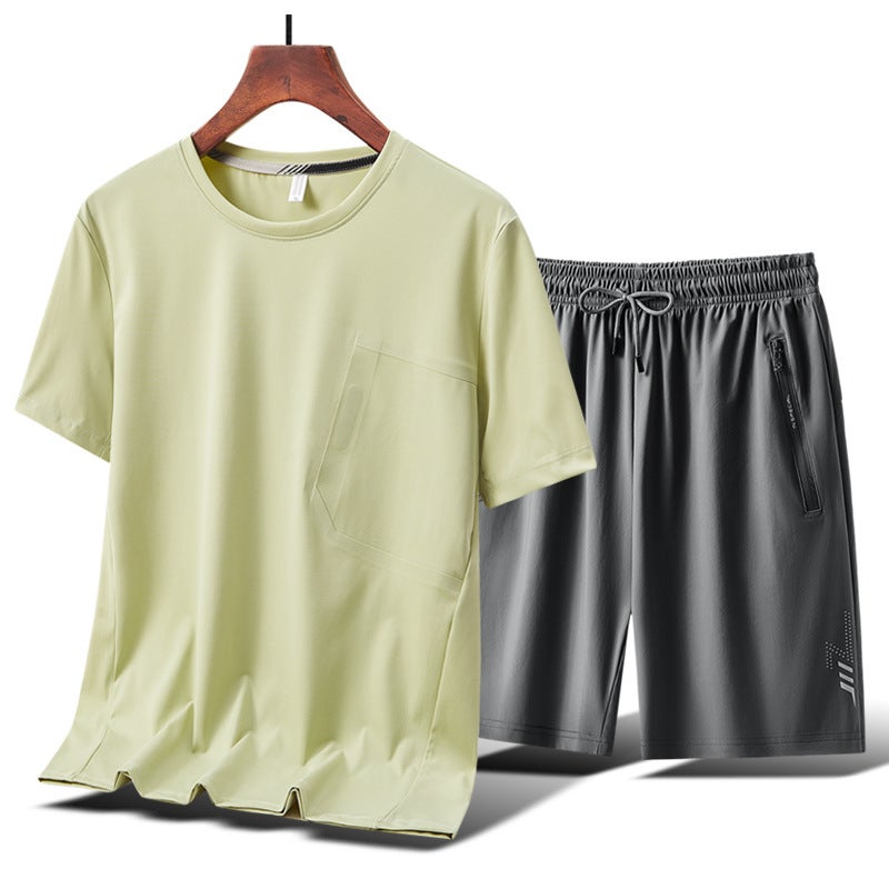 New Short-Sleeved T-Shirt Adhesive Pocket Design Men'S Summer Round Neck Breathable Ice Silk Quick-Drying Trend Leisure Sports - Image 5