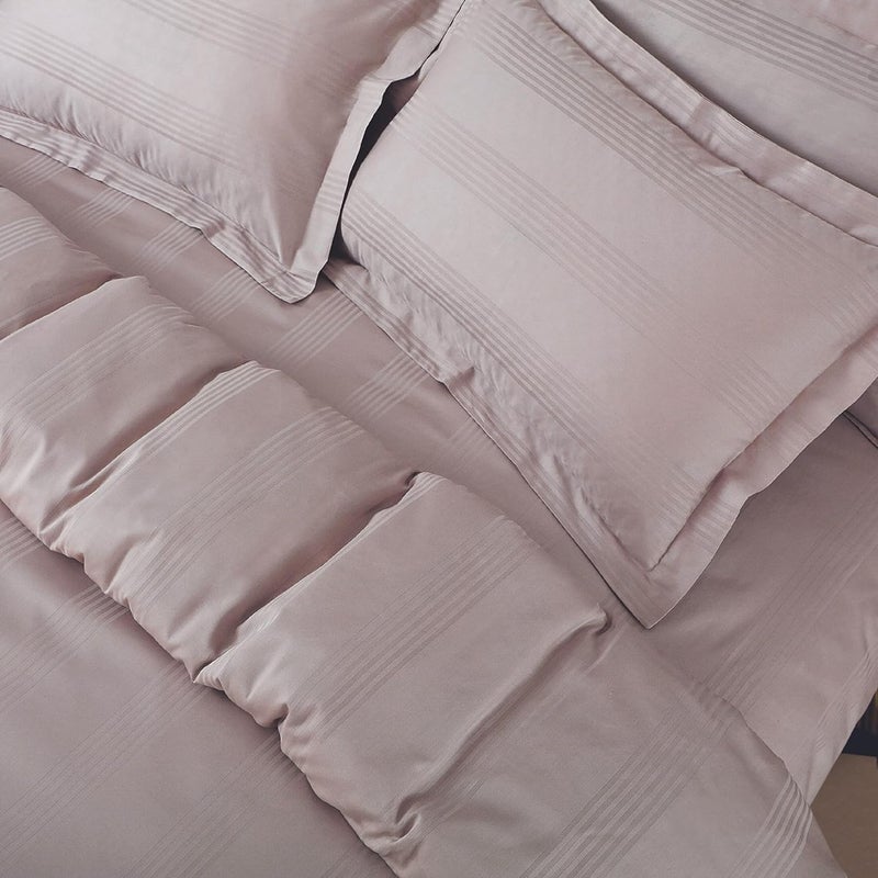 Malako Turin Jacquard Light PeachBeige 100 Cotton King Size Bedsheet with 2 Pillow Covers