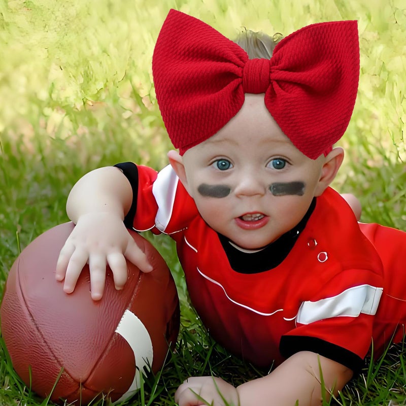 ONENINEDREAM Baby Girl Football Outfit Sports Headbands for Girls Hair Bows Super Bowl Hair Accessories Newborn Toddler Headband Football Baby Clothes - Image 3