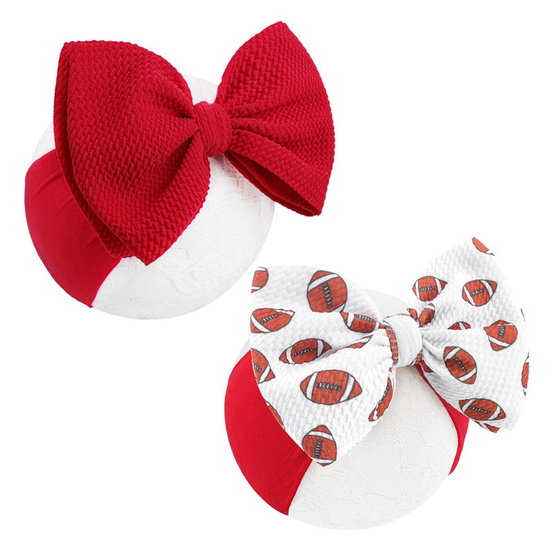 ONENINEDREAM Baby Girl Football Outfit Sports Headbands for Girls Hair Bows Super Bowl Hair Accessories Newborn Toddler Headband Football Baby Clothes - Image 1