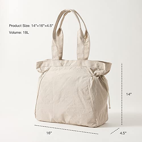 VAKAER Tote Bag for Women, 18L Side Cinch Shopper Handbag, Large Hobo Handbag, Lightweight Shoulder Bags for Work, Gym, Workout, Travel (Beige) - Image 2