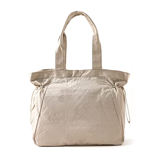 VAKAER Tote Bag for Women, 18L Side Cinch Shopper Handbag, Large Hobo Handbag, Lightweight Shoulder Bags for Work, Gym, Workout, Travel (Beige) - Image 1