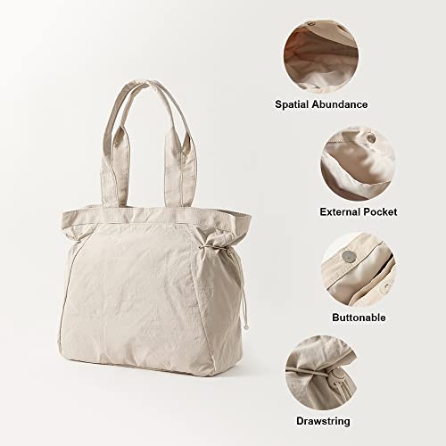 VAKAER Tote Bag for Women, 18L Side Cinch Shopper Handbag, Large Hobo Handbag, Lightweight Shoulder Bags for Work, Gym, Workout, Travel (Beige) - Image 5