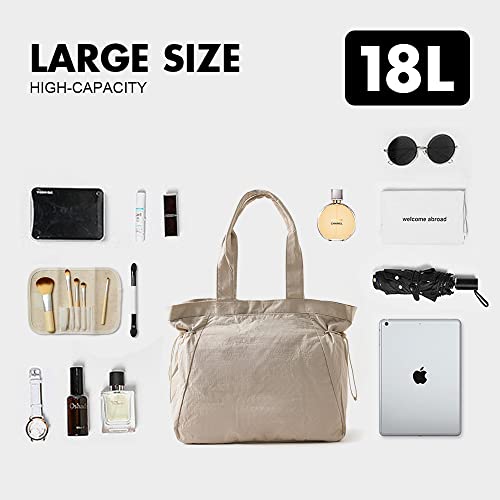 VAKAER Tote Bag for Women, 18L Side Cinch Shopper Handbag, Large Hobo Handbag, Lightweight Shoulder Bags for Work, Gym, Workout, Travel (Beige) - Image 4