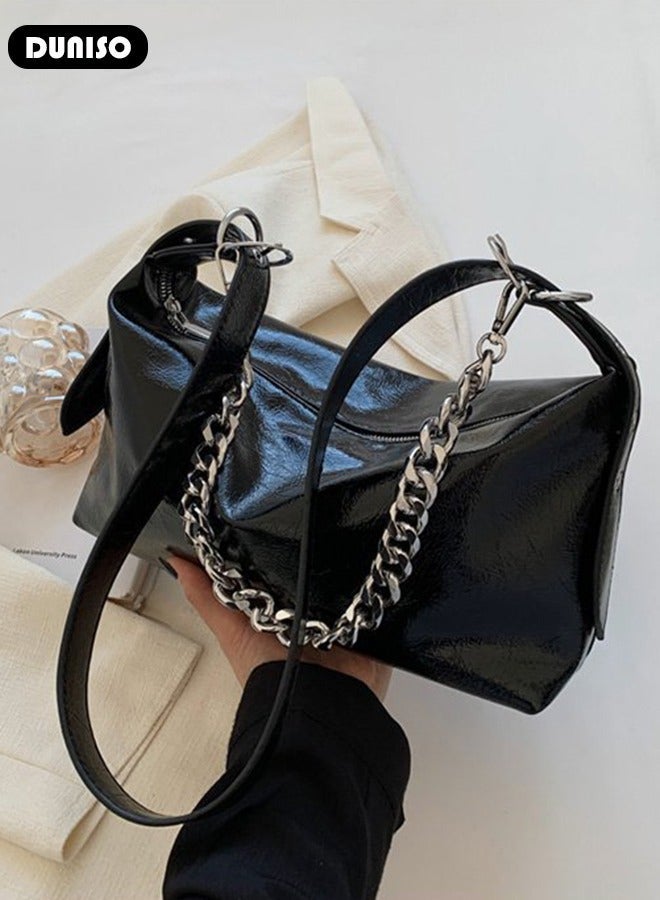 DUNISO Women's Shoulder Tote Bag Faux Leather Handbag For Women Large Capacity Bucket  Crossbody Bag Fashionable Travel Messenger Bag Shoulder Bag For Ladies Girls College Students - Image 5