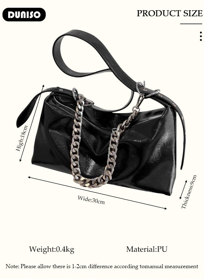 DUNISO Women's Shoulder Tote Bag Faux Leather Handbag For Women Large Capacity Bucket  Crossbody Bag Fashionable Travel Messenger Bag Shoulder Bag For Ladies Girls College Students - Image 4