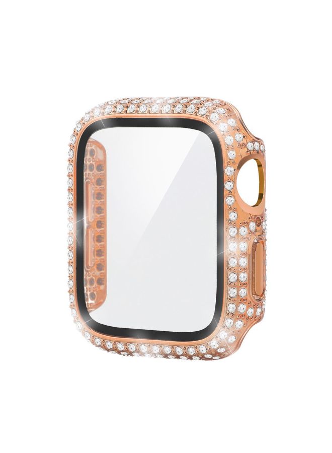 Loquat For Apple Full Diamond Watch Case Iwatch10 Generation All-inclusive PC Tempered Film One-piece Diamond For Apple Watch Protective Cover-color:silver-Overall Dimensions:45mm - Image 2