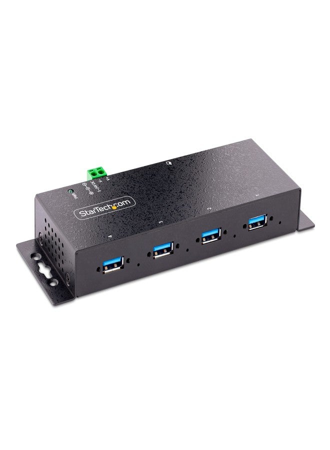 StarTech.com 4-Port Industrial USB 3.0 5Gbps Hub - Rugged USB Hub w/ESD and Surge Protection - DIN/Wall/Desk Mountable USB-A Hub - USB Expander w/Locking Ports, Heavy Duty (5G4AINDNP-USB-A-HUB) - Image 1