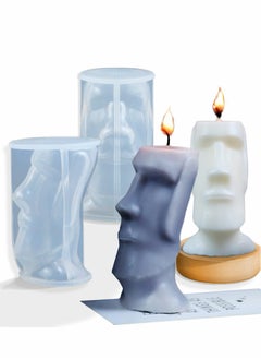 2 Pcs Candle Molds for Candle Making, 3D Island Statue Durable Silicone Mould Casting Wax Mold DIY Craft Project for Decoration