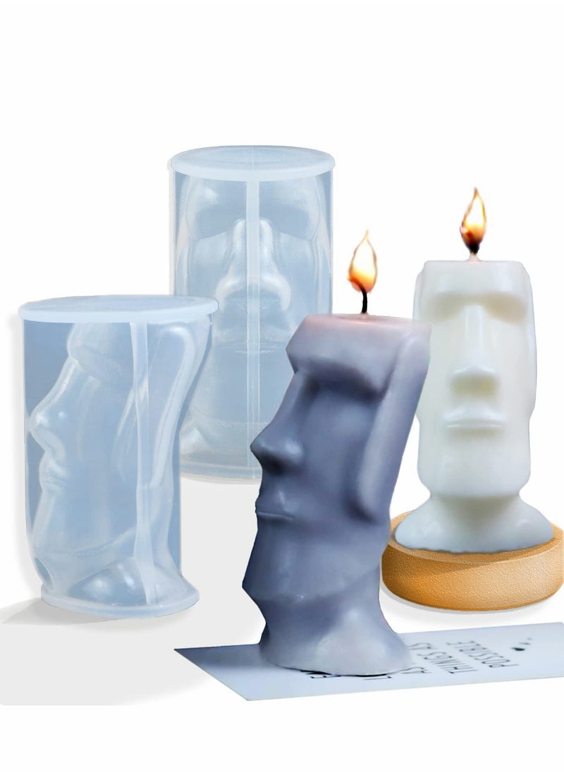 Excefore - 2 Pcs Candle Molds for Candle Making, 3D Island Statue Durable Silicone Mould Casting Wax Mold DIY Craft Project for Decoration - Image 1