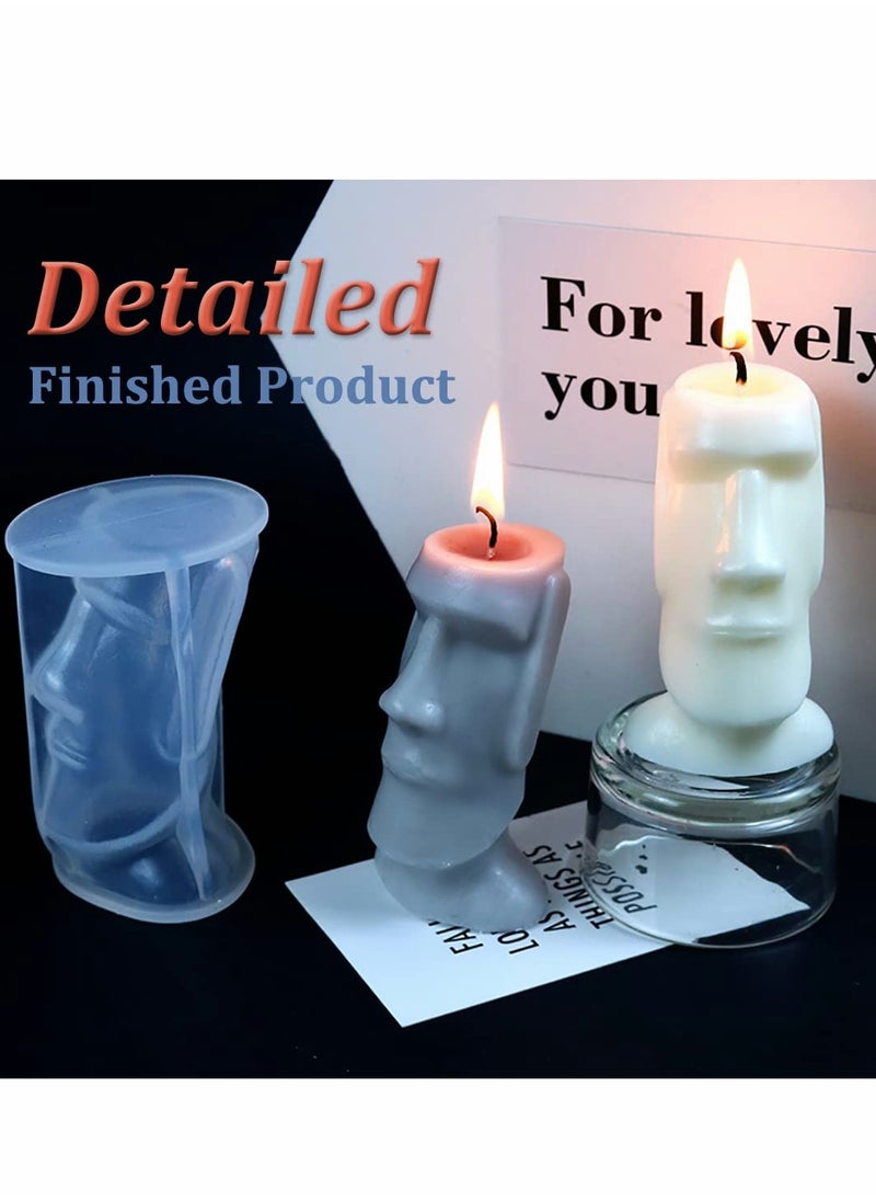 Excefore - 2 Pcs Candle Molds for Candle Making, 3D Island Statue Durable Silicone Mould Casting Wax Mold DIY Craft Project for Decoration - Image 1