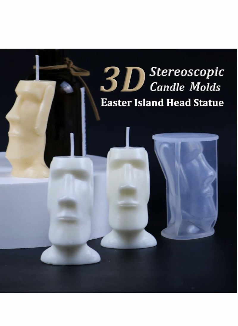 Excefore - 2 Pcs Candle Molds for Candle Making, 3D Island Statue Durable Silicone Mould Casting Wax Mold DIY Craft Project for Decoration - Image 1