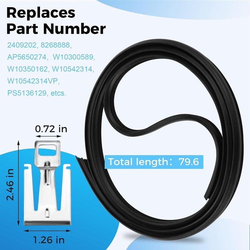 Romalon W10542314 Dishwasher Door Gasket Seal Fit for Whirl-pool Ken-more Replaces 2409202 8268888 W10300589 W10284090 W10350162 - Image 2