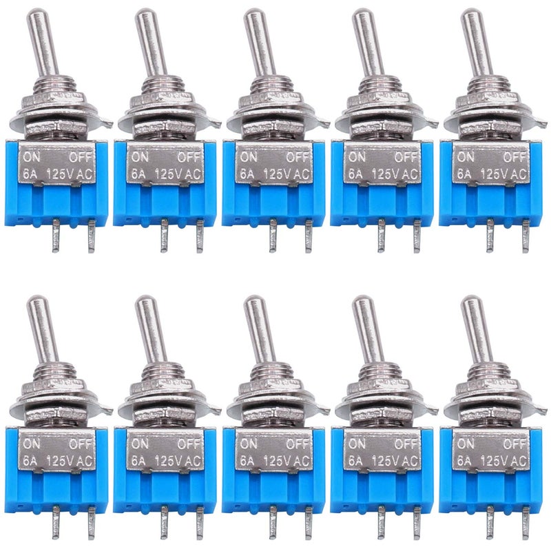 Taiss 10PCS SPST Mini Toggle Switch 2 Pin 2 Position ON/Off Miniature Toggle Switch 6A 125V MTS-101 - Image 1