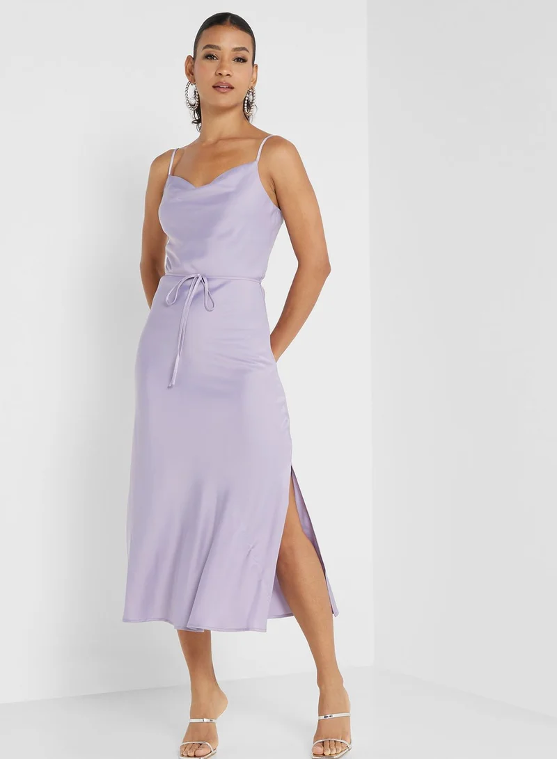 YAS Satin Cowl Neck Dress